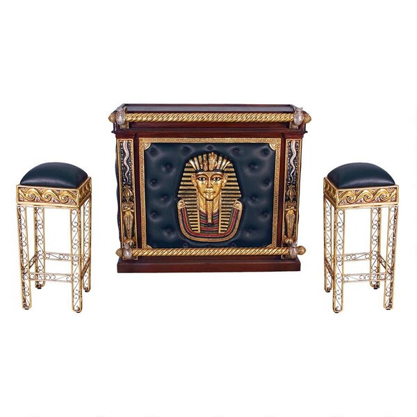 Egyptian Themed Bar with Two Barstools